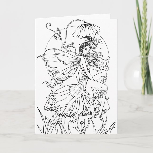 Tarjeta Colorézcale usted mismo Flower Fairy Art (Anverso)