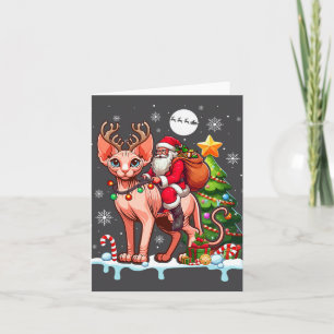 Tarjeta Colorfu de árbol de navidad de gatos de renos de S