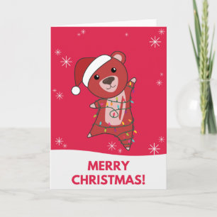 Tarjeta Colorful Bears Merry Christmas Winter Animals Bear