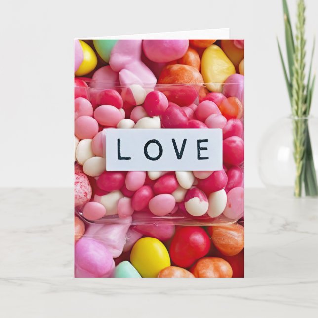 Tarjeta Colorful Candy Love Bridal Wedding Anniversary  (Anverso)