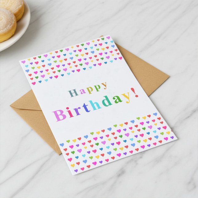 Tarjeta Colorful Flirty Hearts Happy Birthday (Subido por el creador)