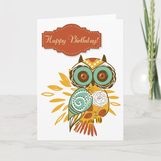 Tarjeta Colorful Floral Autuml Happy Birthday Card (Anverso)