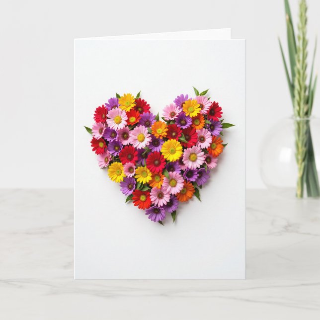 Tarjeta Colorful Flower Heart Love Card (Anverso)
