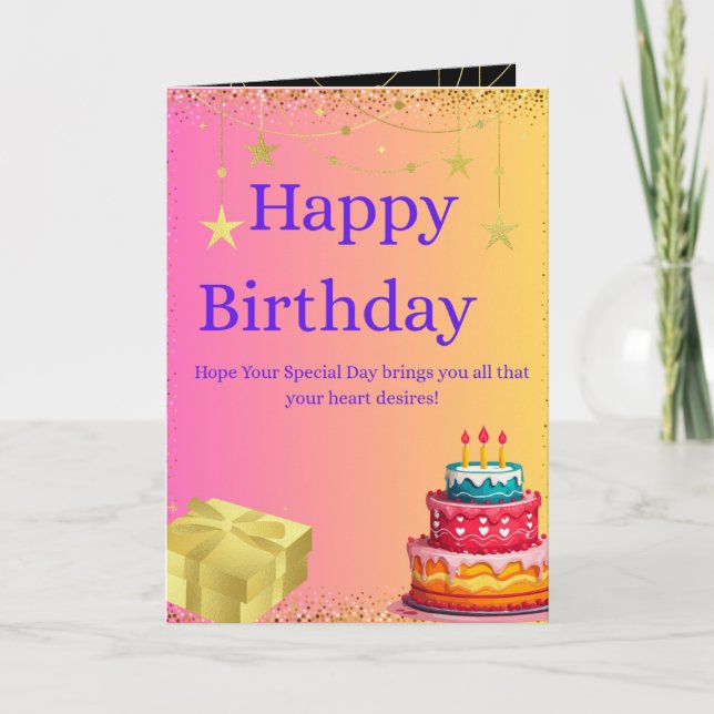 Tarjeta Colorful Happy Birthday Folded Greeting Card (Anverso)
