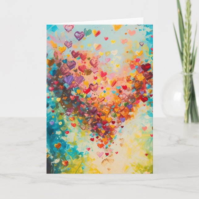 Tarjeta Colorful Hearts Paint Art Romantic Love            (Anverso)