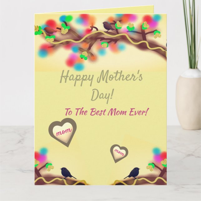 Tarjeta Colorful Nature Heart Mother's Day  (Anverso)