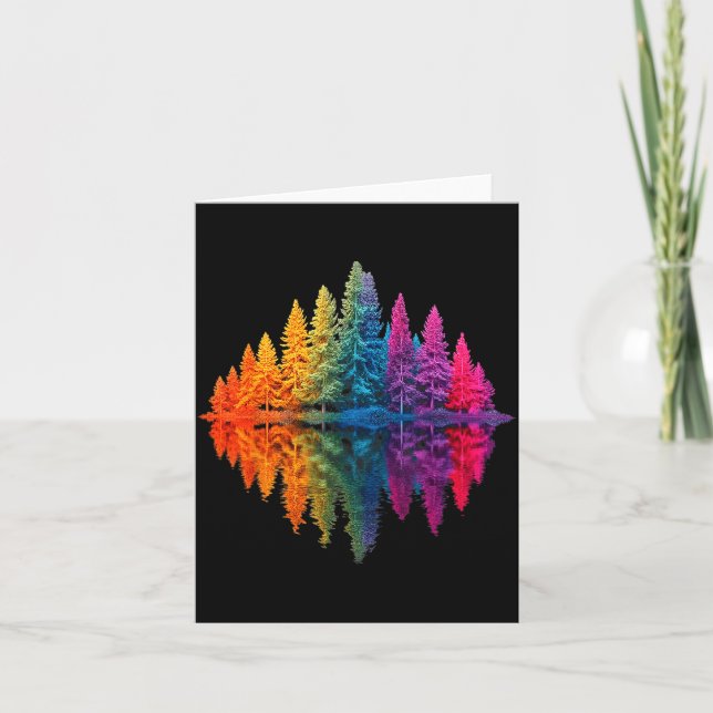 Tarjeta Colorful rainbow forest trees reflection wildlife (Anverso)