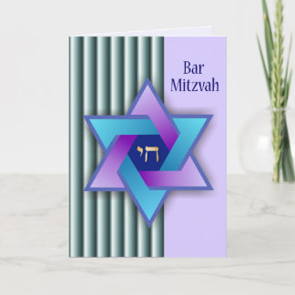 Tarjeta Colorful Star of David and Stripes Bar Mitzvah Car