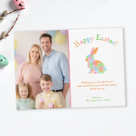 Tarjeta Colorful Watercolor Bunny Family Easter Photo