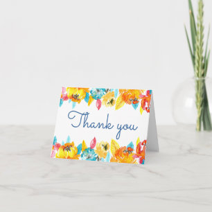 Tarjeta Colorida acuarela Boda Floral Gracias