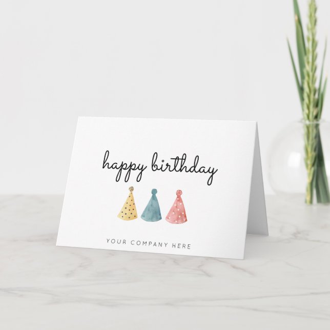 Tarjeta Colorida acuarela de negocios Feliz cumpleaños (Anverso)