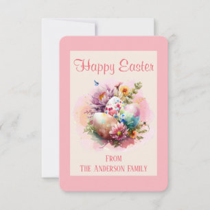 Tarjeta Colorida acuarela Eggs Easter Card