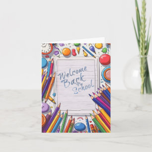 Tarjeta Colorida bienvenida de vuelta al diseño escolar