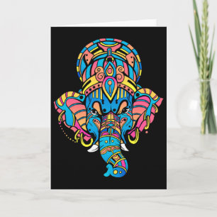 Tarjeta Colorida Figurita Hindú De Yoga Ganesha Hinduismo