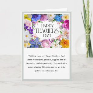 Tarjeta Colorida Floral del Día del Maestro