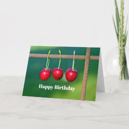 Tarjeta Colorida foto de fruta de cerezas rojas cumpleaños