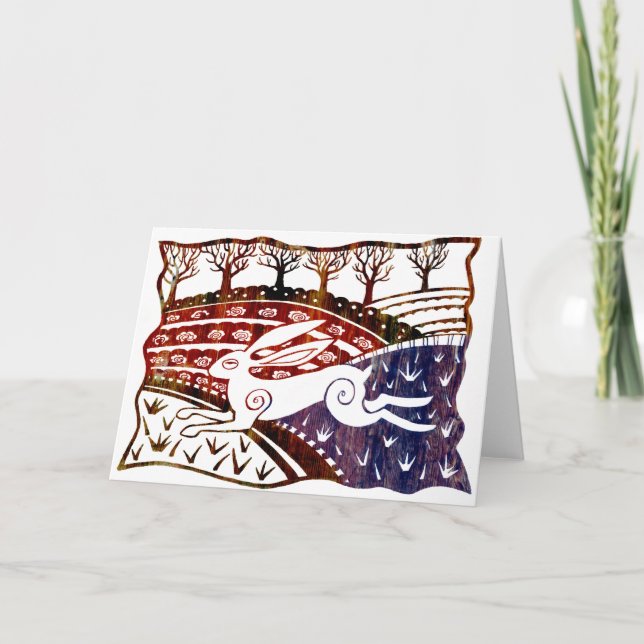 Tarjeta Colorida liebre saltante (Anverso)