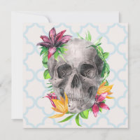 Colorida Lily Floral Skull Saludo Gótico