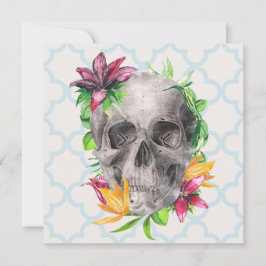 Tarjeta Colorida Lily Floral Skull Saludo Gótico