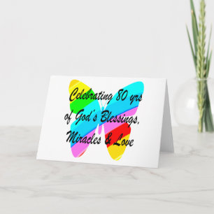 TARJETA COLORIDA MARIPOSA 80º CUMPLEAÑOS