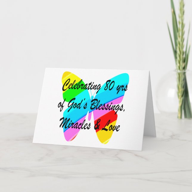 TARJETA COLORIDA MARIPOSA 80º CUMPLEAÑOS (Anverso)