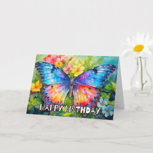 Tarjeta Colorida mariposa sincera Feliz cumpleaños