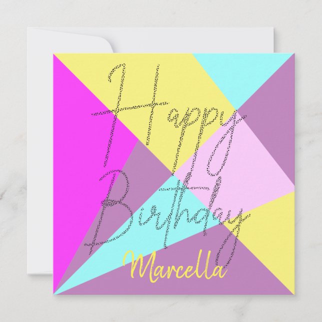 Tarjeta Colorida Moda de estilo moderno Feliz cumpleaños (Anverso)