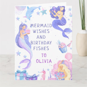 Tarjeta Colorida Nuestra Sirenita Toda La Edad Cumpleaños