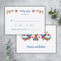 TARJETA COLORIDA OTOMI MEXICAN RSVP
