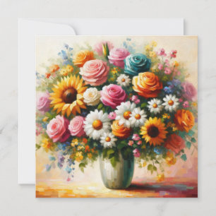 Tarjeta Colorida pintura de flores para el día de la madre
