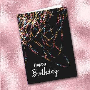 Tarjeta Colorida Star Lights Swirl Birthday Card