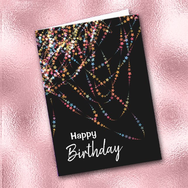 Tarjeta Colorida Star Lights Swirl Birthday Card (Subido por el creador)