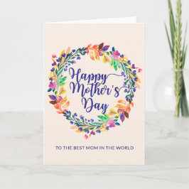 Tarjeta Colorida Wreath Floral | Día de la Madre
