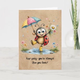 Tarjeta Colorida y Dulce Mariquita "Sigue Adelante"