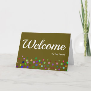Tarjeta Coloridas caídas Sparkles Polka Dots Bienvenidos