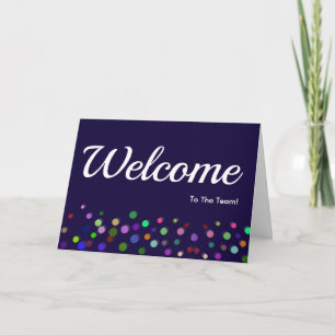 Tarjeta Coloridas caídas Sparkles Polka Dots Bienvenidos