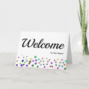 Tarjeta Coloridas caídas Sparkles Polka Dots Bienvenidos