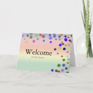 Tarjeta Coloridas caídas Sparkles Polka Dots Bienvenidos