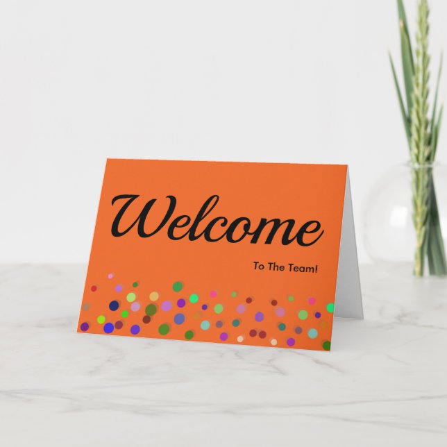 Tarjeta Coloridas caídas Sparkles Polka Dots Bienvenidos (Anverso)