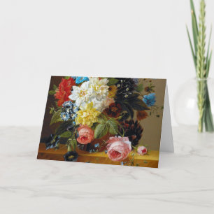 Tarjeta Coloridas Flores Vintage Pintura de Arte