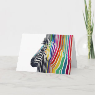 Tarjeta Coloridas Rayas Vibrantes Pintura de cebra
