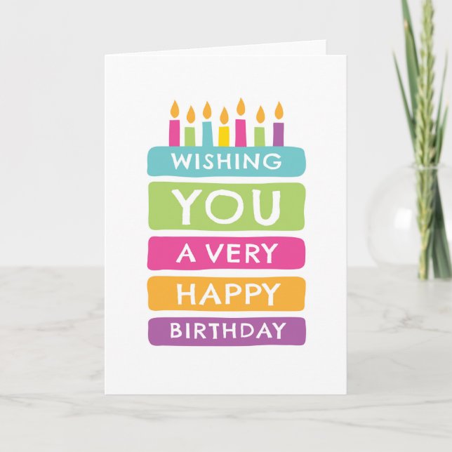 Tarjeta Coloridas tartas de feliz cumpleaños (Anverso)