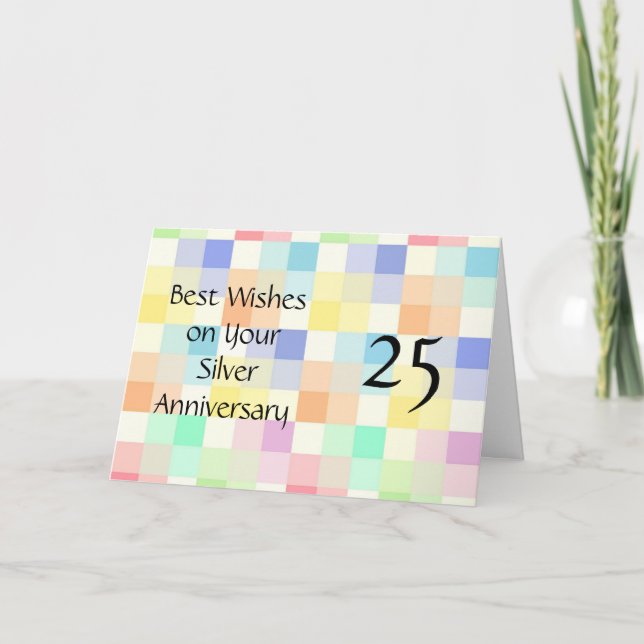 Tarjeta Colorido 25º aniversario Boda personalizado (Anverso)