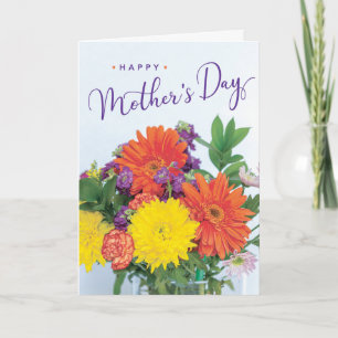 Tarjeta Colorido acuerdo de flores feliz día de la madre