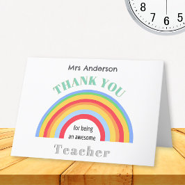 Tarjeta Colorido arcoiris Gracias Apreciación Del Profesor
