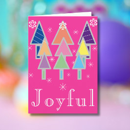 Tarjeta Colorido arte moderno Árboles navideños festividad