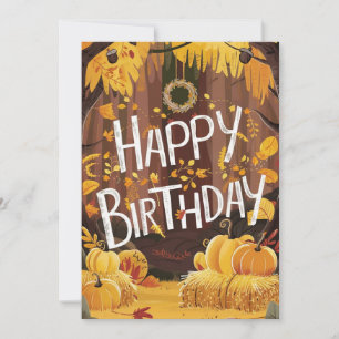 Tarjeta Colorido bosque cálido otoño otoño feliz cumpleaño