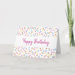 Tarjeta Colorido Confetti Feliz cumpleaños en blanco