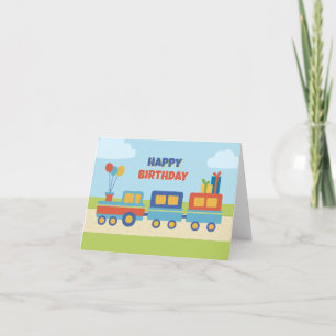 Tarjeta Colorido cumpleaños del tren divertido