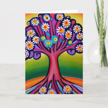 Colorido Estilo Arte Folclórico Árbol Whimsical | 